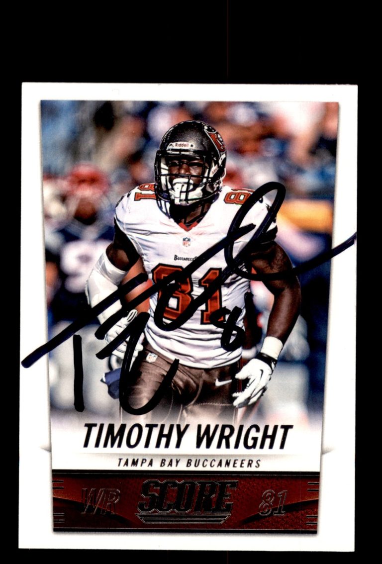 Signed Football Card Auto Timothy Wright 2014 Score #214 Tampa Bay Buccaneers