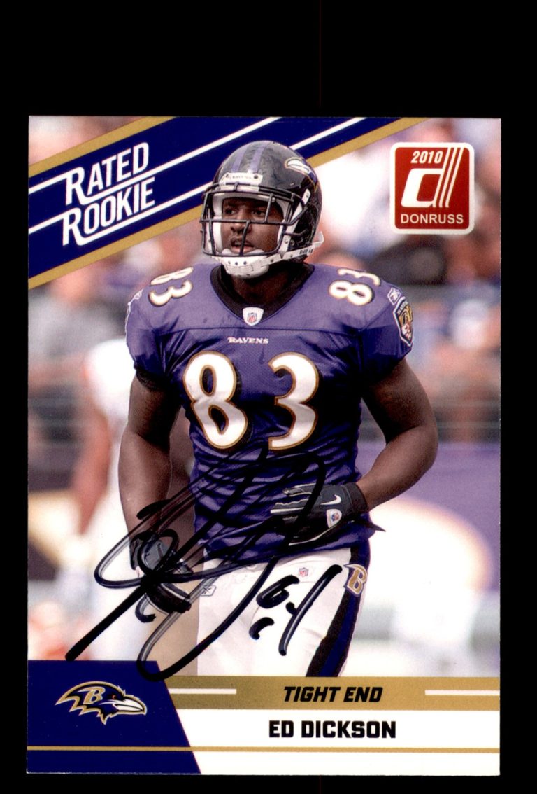 Signed Football Card Auto Ed Dickson 2010 Donruss Rated Rookies #35 Ravens