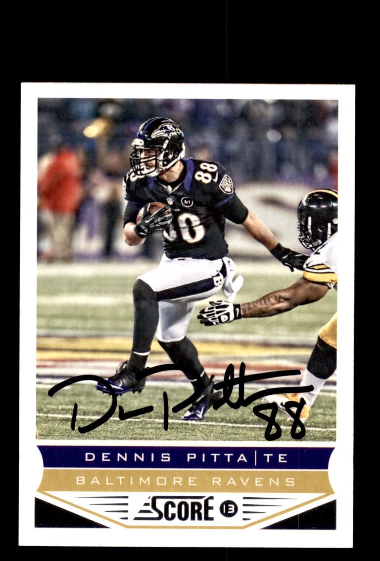Signed Football Card Auto Dennis Pitta 2013 Score #19 Baltimore Ravens