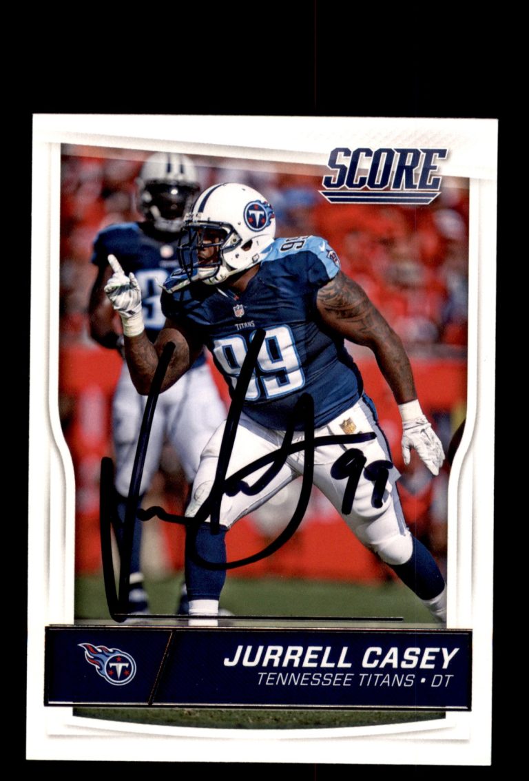 Signed Football Card Auto Jurrell Casey 2016 Score #318 Tennessee Titans