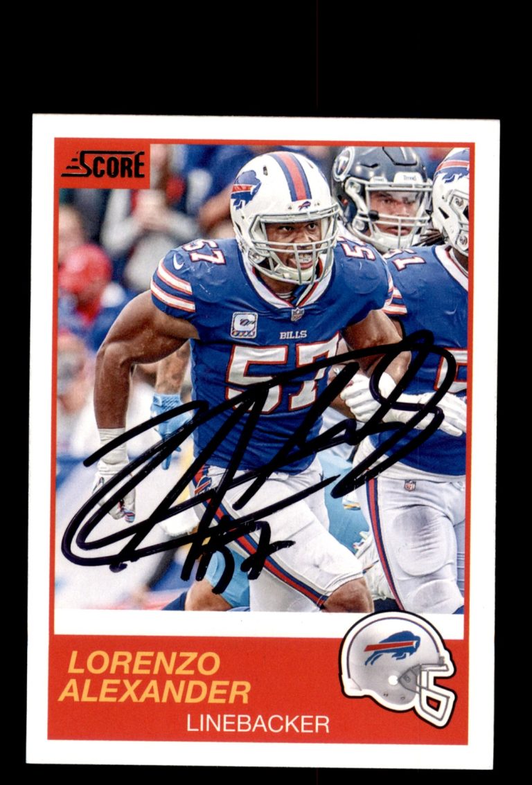 Signed Football Card Auto Lorenzo Alexander 2019 Score #128 Buffalo Bills