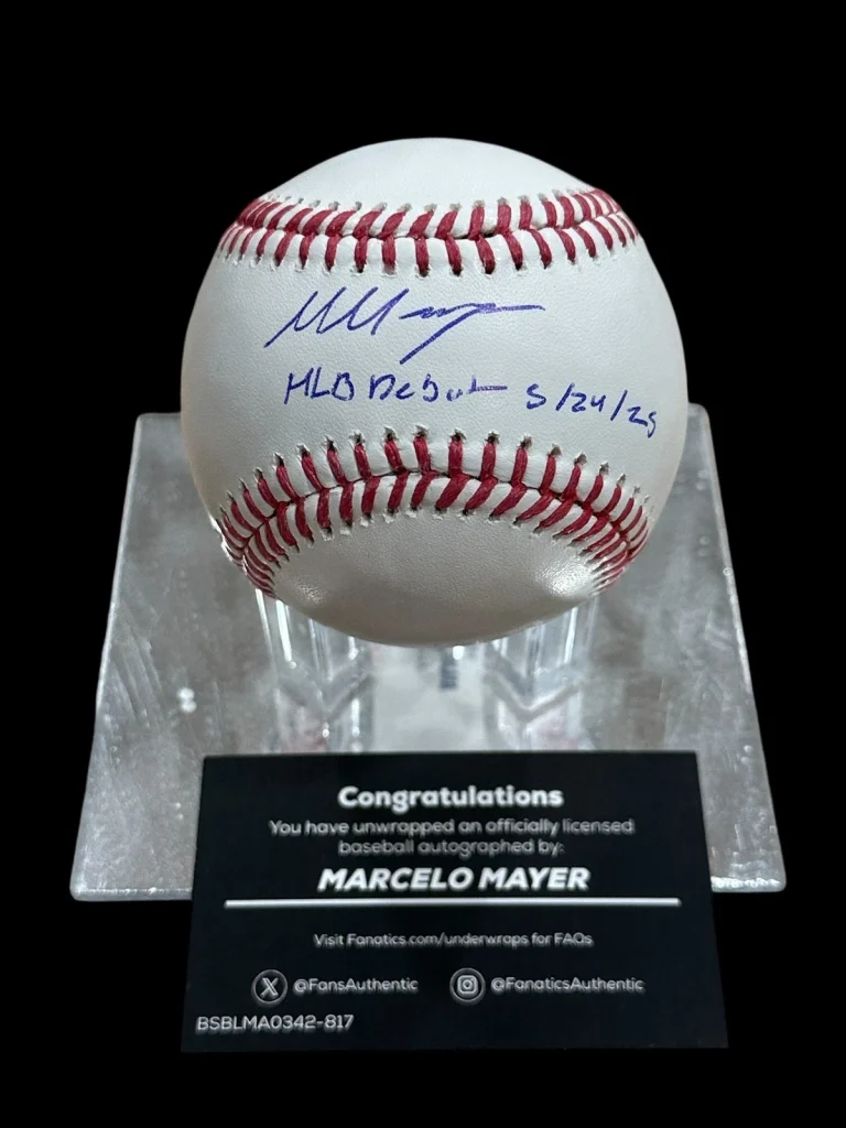 Marcelo Mayer Boston Red Sox MLB Debut Signed Autograph Baseball MLB Fanatics