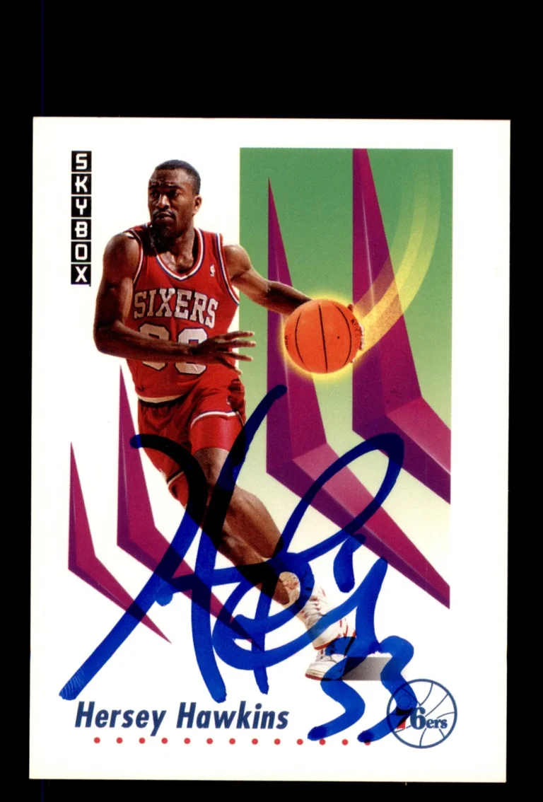 Signed Basketball Card Auto Hersey Hawkins 1991-92 SkyBox #216 76ers