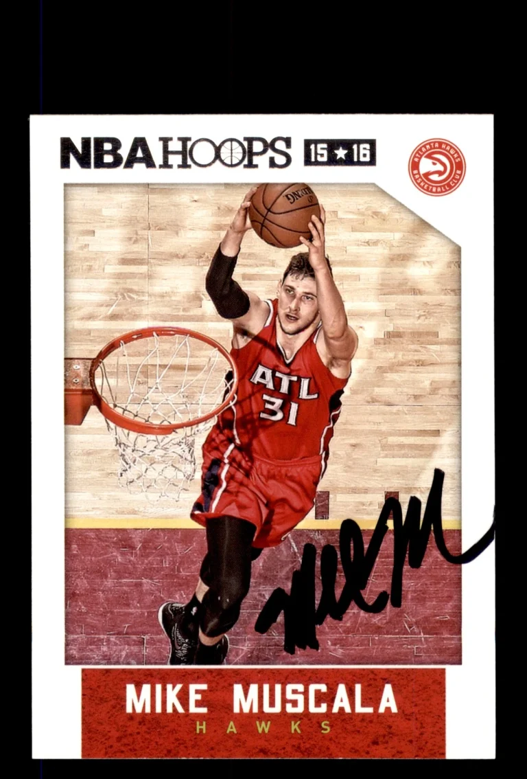 Signed Basketball Card Auto Mike Muscala 2015-16 Hoops #16 Atlanta Hawks