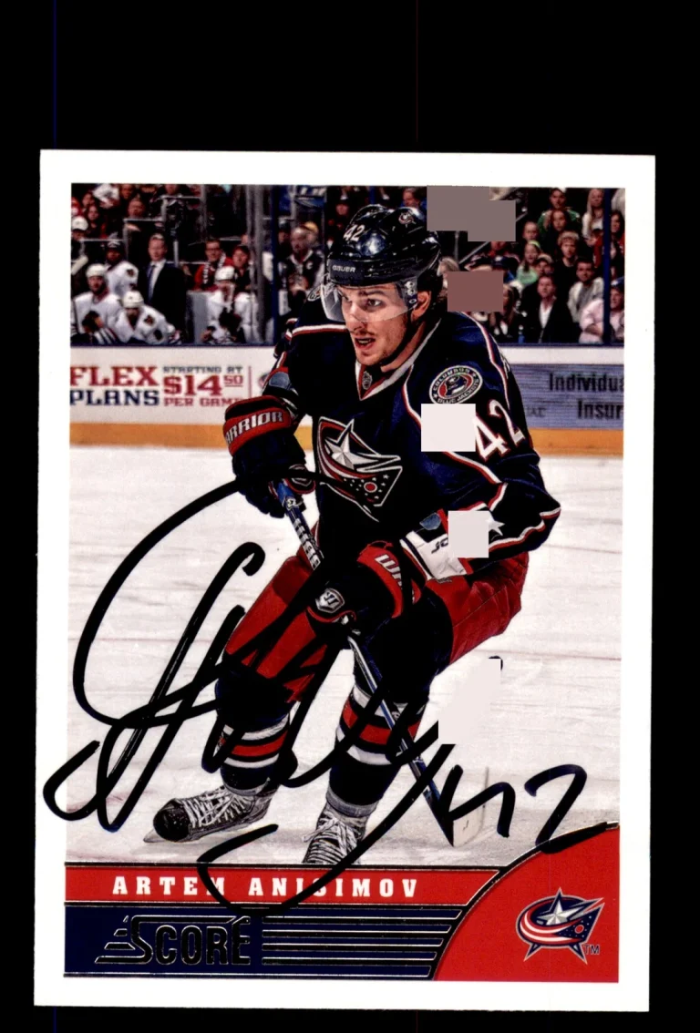 Signed Hockey Card Auto Artem Anisimov 2013-14 Score #139 Columbus Blue Jackets