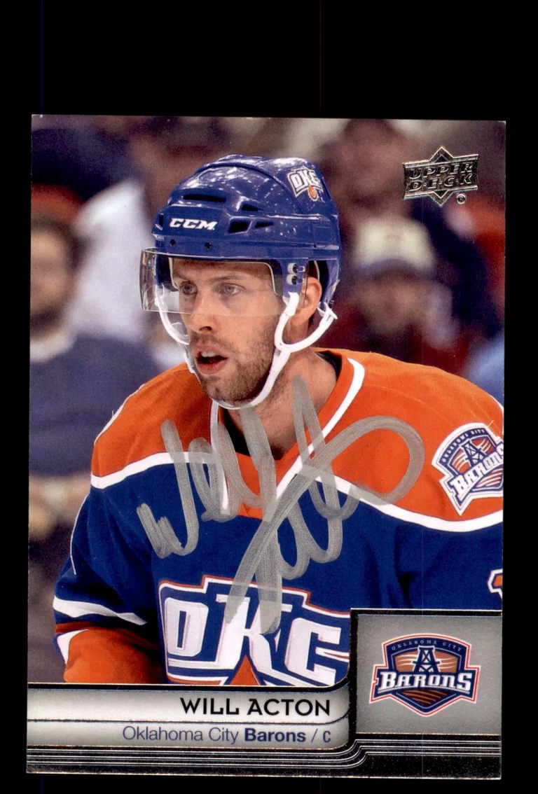 Signed Hockey Card Auto Will Acton 2014 Upper Deck AHL #56 Oklahoma City Barons