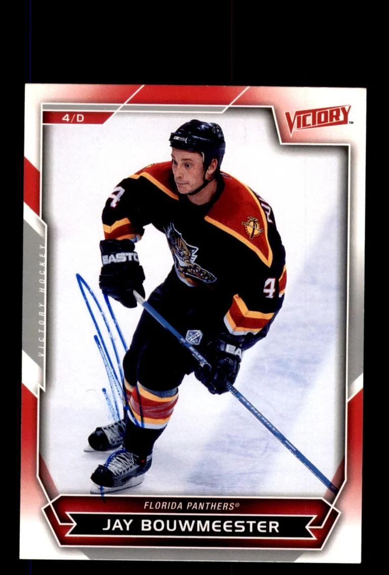 Signed Hockey Card Auto Jay Bouwmeester 2007-08 Upper Deck Victory #88 Panthers