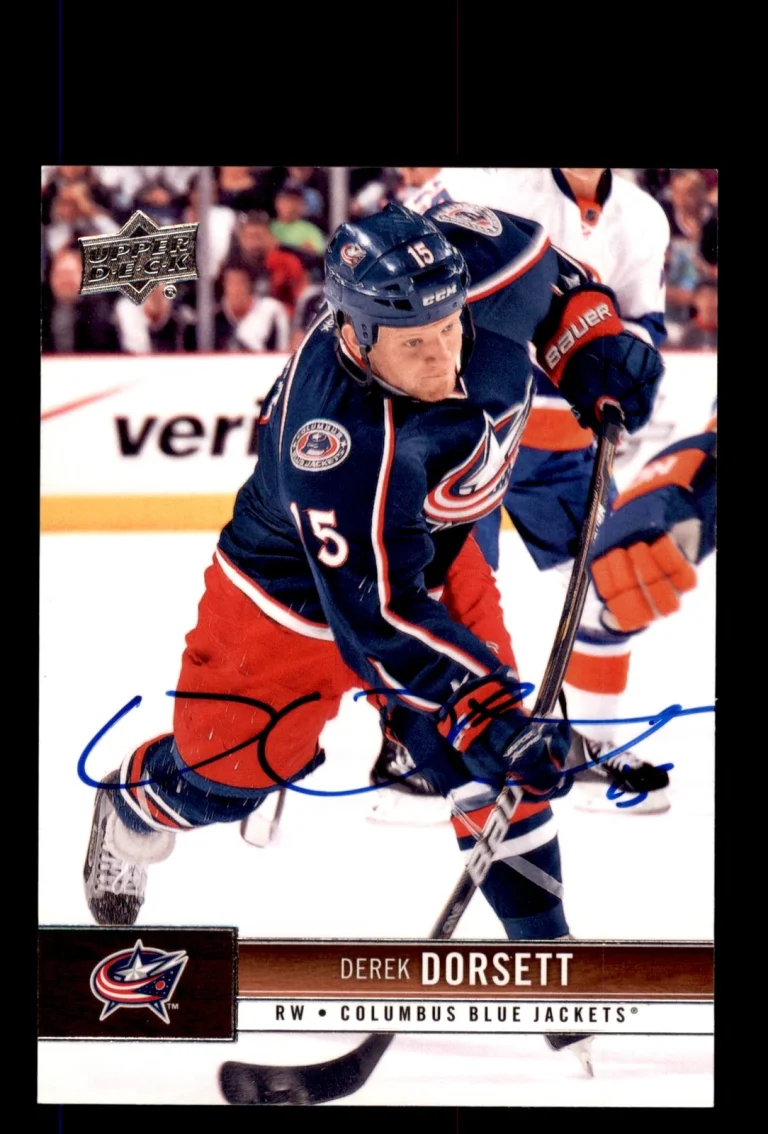 Signed Hockey Card Auto Derek Dorsett 2012-13 Upper Deck #50 Blue Jackets