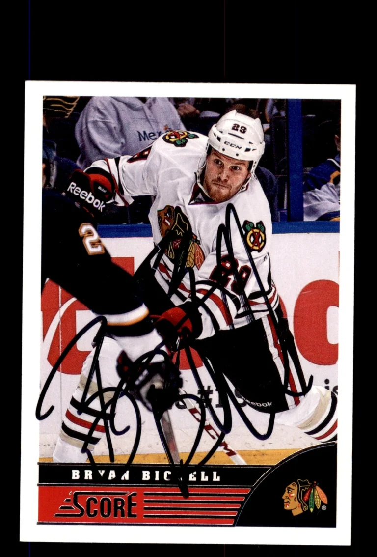 Signed Hockey Card Auto Bryan Bickell 2013-14 Score #107 Chicago Blackhawks