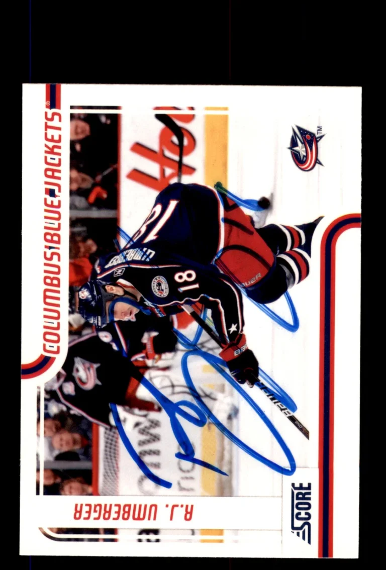 Signed Hockey Card Auto R.J. Umberger 2011-12 Score #145 Columbus Blue Jackets