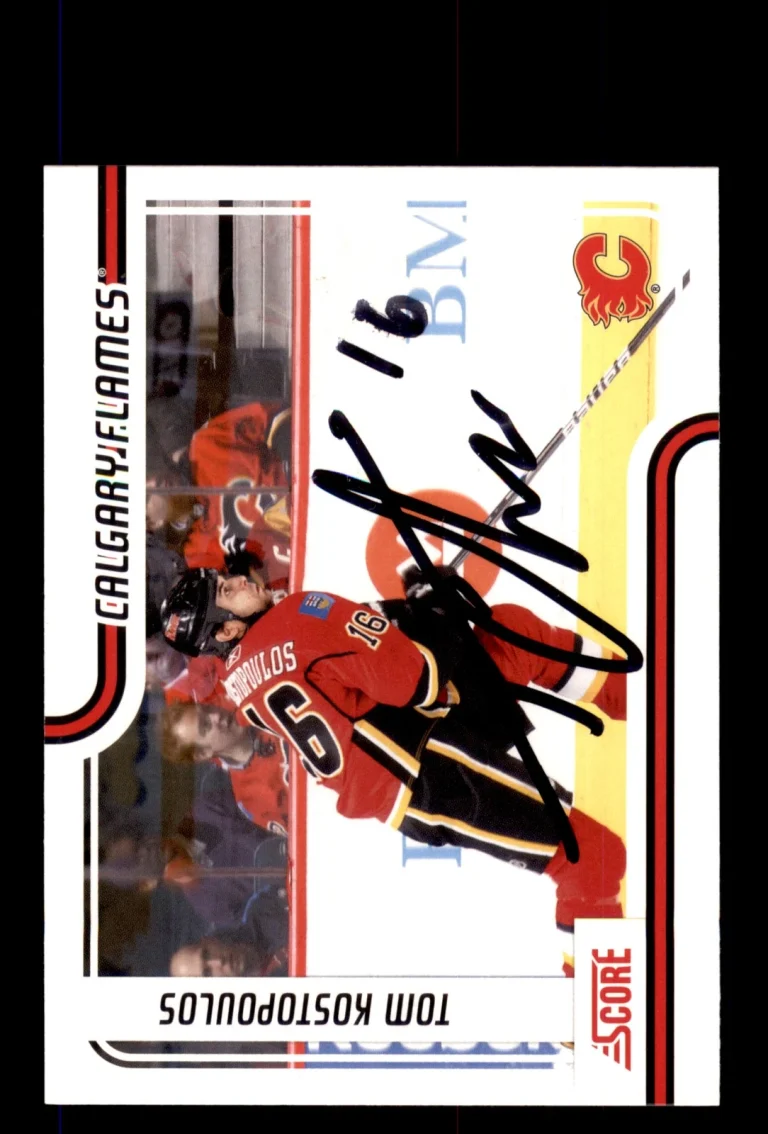Signed Hockey Card Auto Tom Kostopoulos 2011-12 Score #89 Calgary Flames