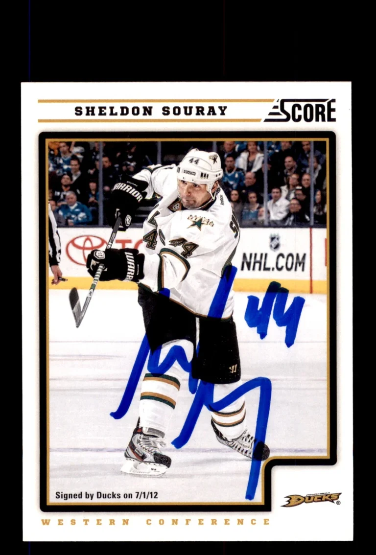 Signed Hockey Card Auto Sheldon Souray 2012-13 Score #50 Anaheim Ducks