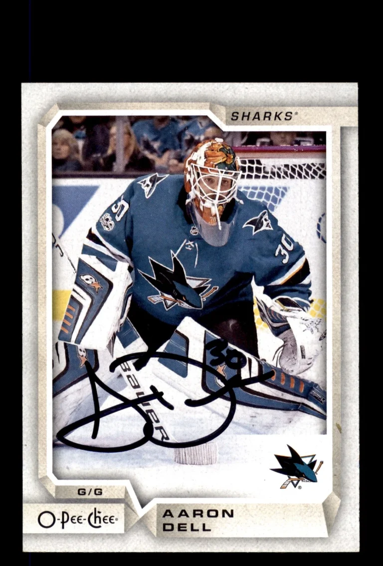 Signed Hockey Card Auto Aaron Dell 2018-19 O-Pee-Chee #467 San Jose Sharks