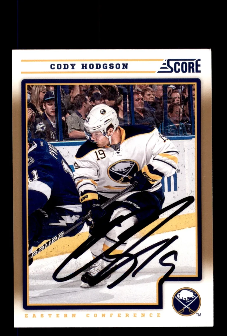 Signed Hockey Card Auto Cody Hodgson 2012-13 Score #76 Buffalo Sabres