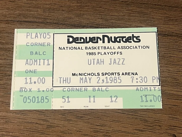 VTG Basketball Ticket Stub NBA Denver Nuggets v. Utah Jazz Playoff 5/2 1985