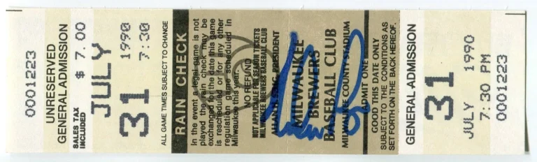 Nolan Ryan Texas Rangers HOF Rare 300th Win Signed Autograph Full Ticket JSA