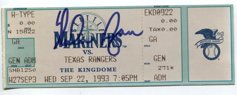 Nolan Ryan Texas Rangers HOF Final Pitched Game Signed Autograph Full Ticket JSA