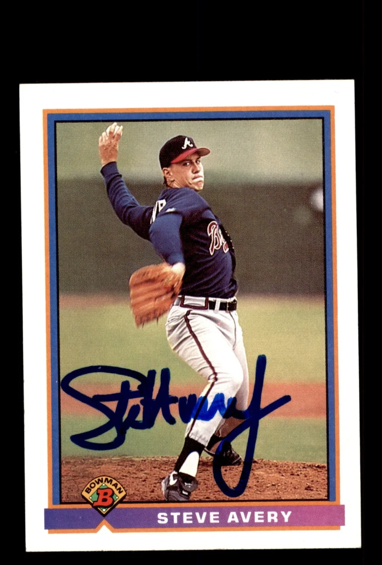 Signed Baseball Card Auto Steve Avery 1991 Bowman #566 Atlanta Braves