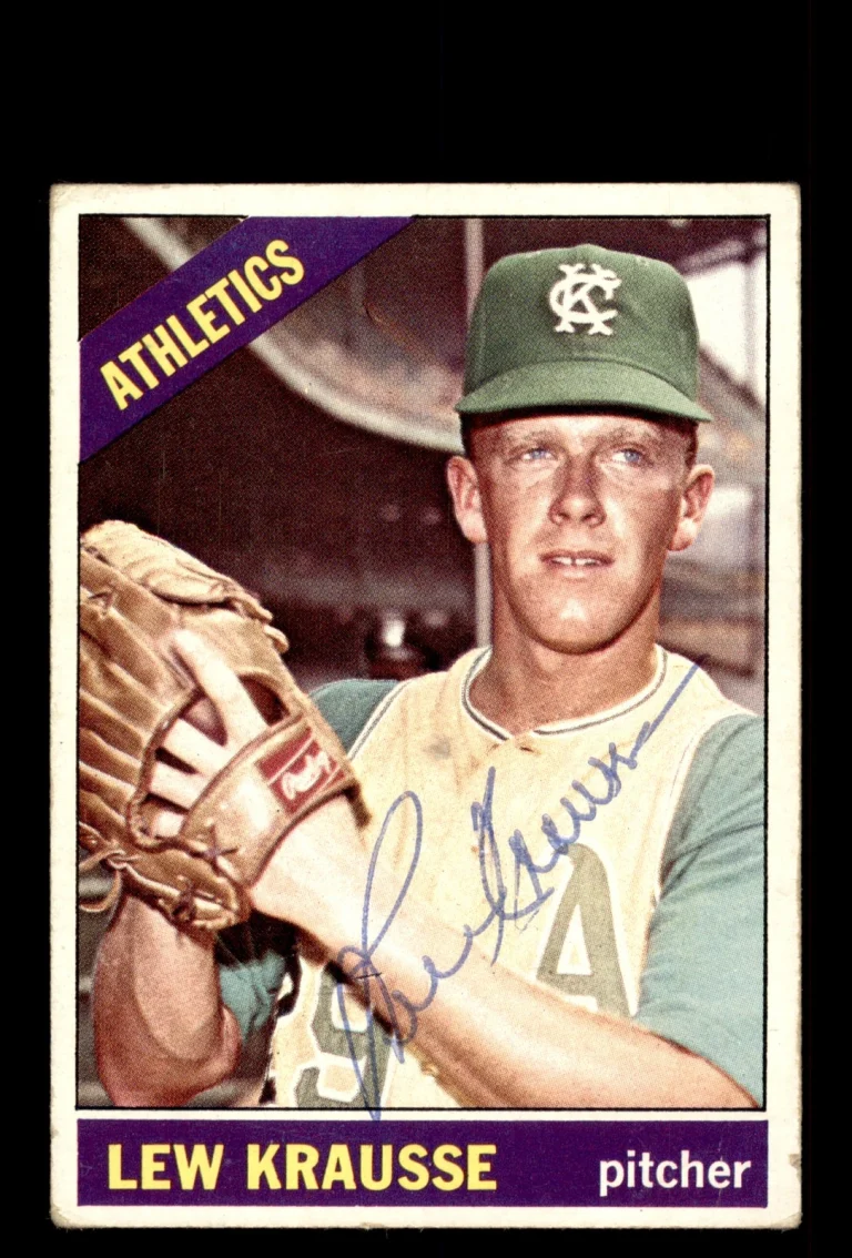 Signed Baseball Card Auto Lew Krausse 1966 Topps #256 Kansas City Athletics