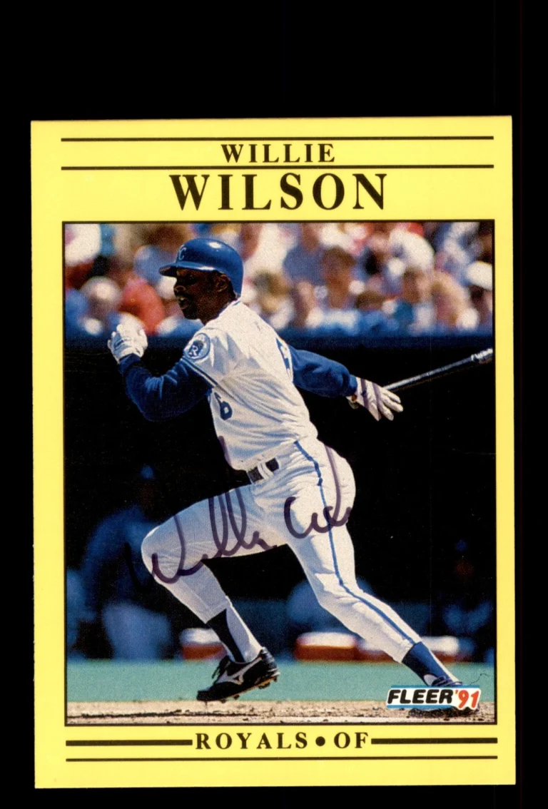Signed Baseball Card Auto Willie Wilson 1991 Fleer #575 Kansas City Royals