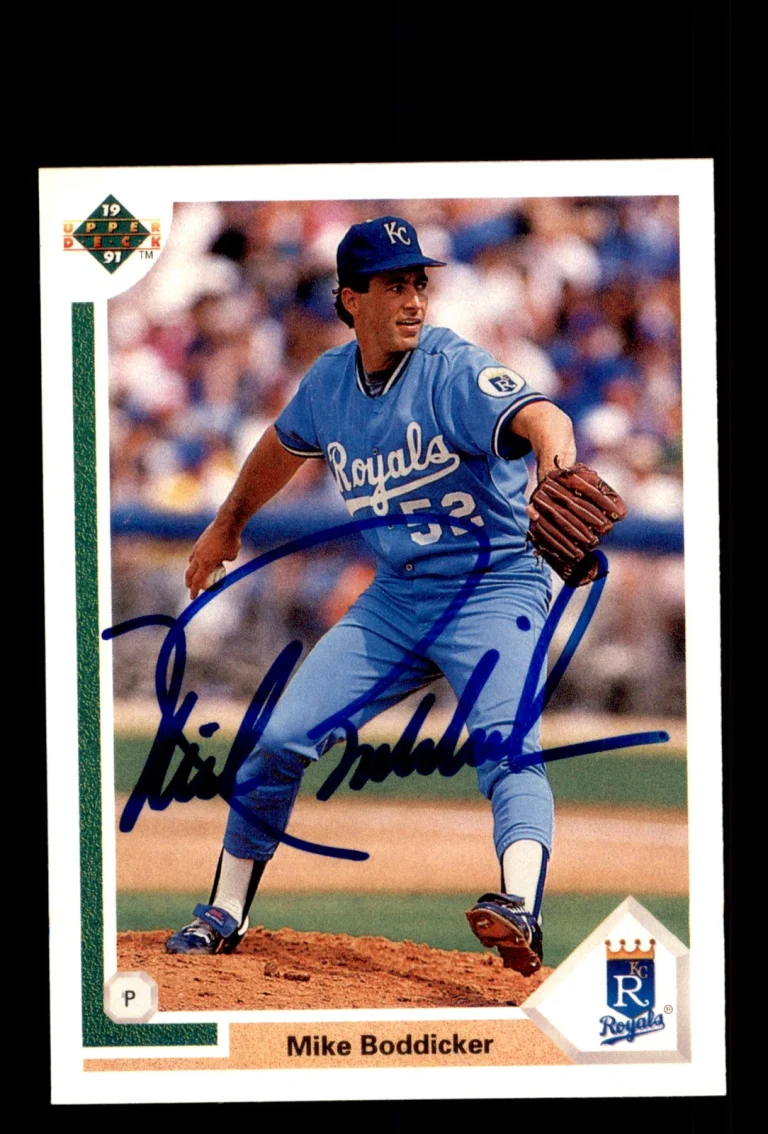 Signed Baseball Card Auto Mike Boddicker 1991 Upper Deck #719 Kansas City Royals
