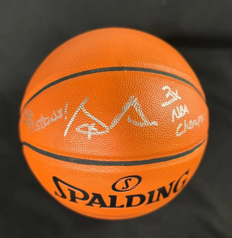 George Blaha Signed & Inscribed Detroit Pistons NBA Replica Game Basketball