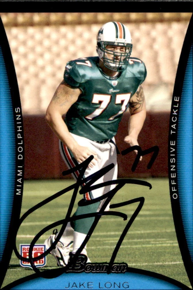 Jake Long Signed 2008 Bowman Rookie Card #224 Miami Dolphins