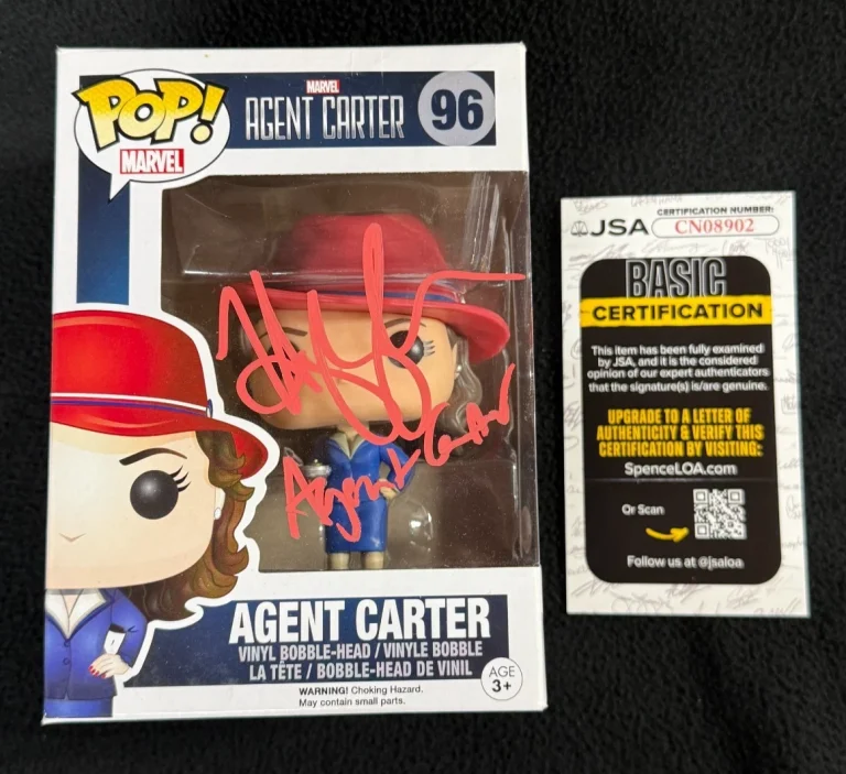 Hayley Atwell Signed & Inscribed Agent Peggy Carter Pop Figure #96 JSA COA