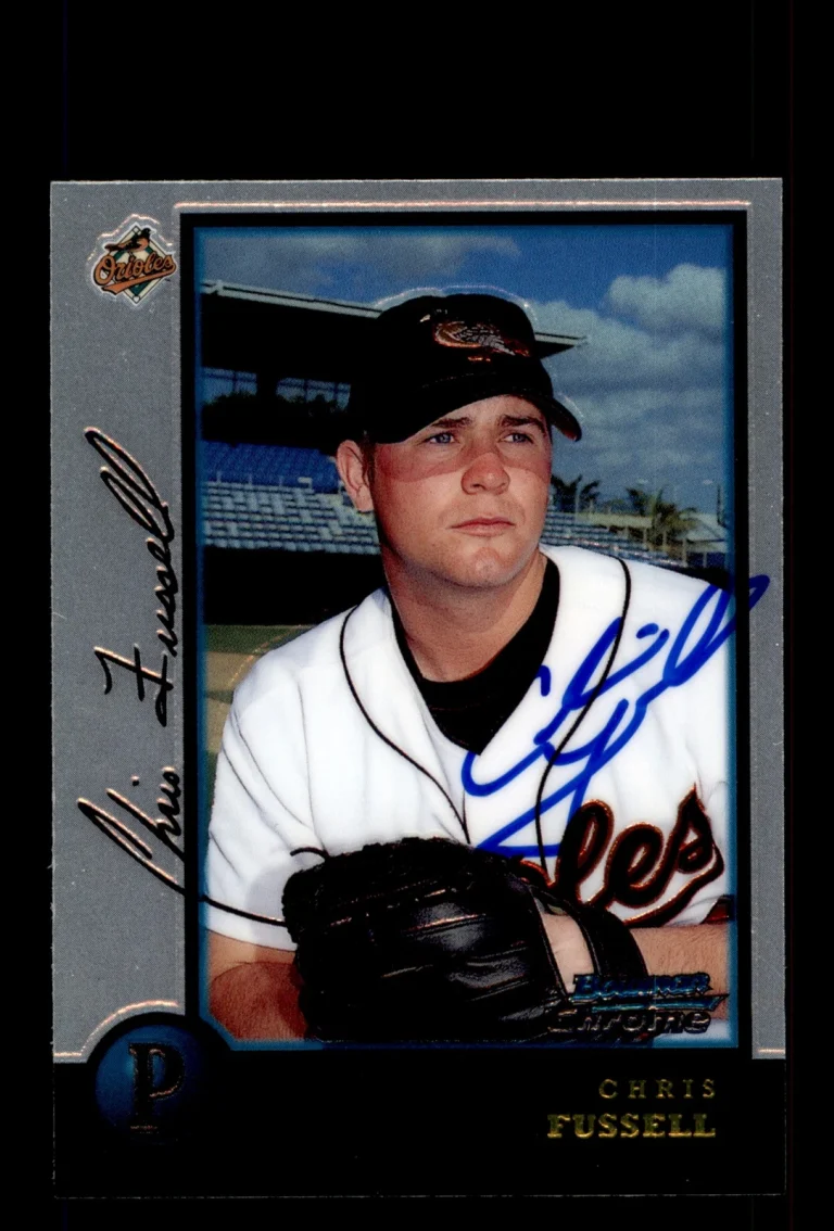 Signed Baseball Card Auto Chris Fussell 1998 Bowman Chrome #364 Orioles