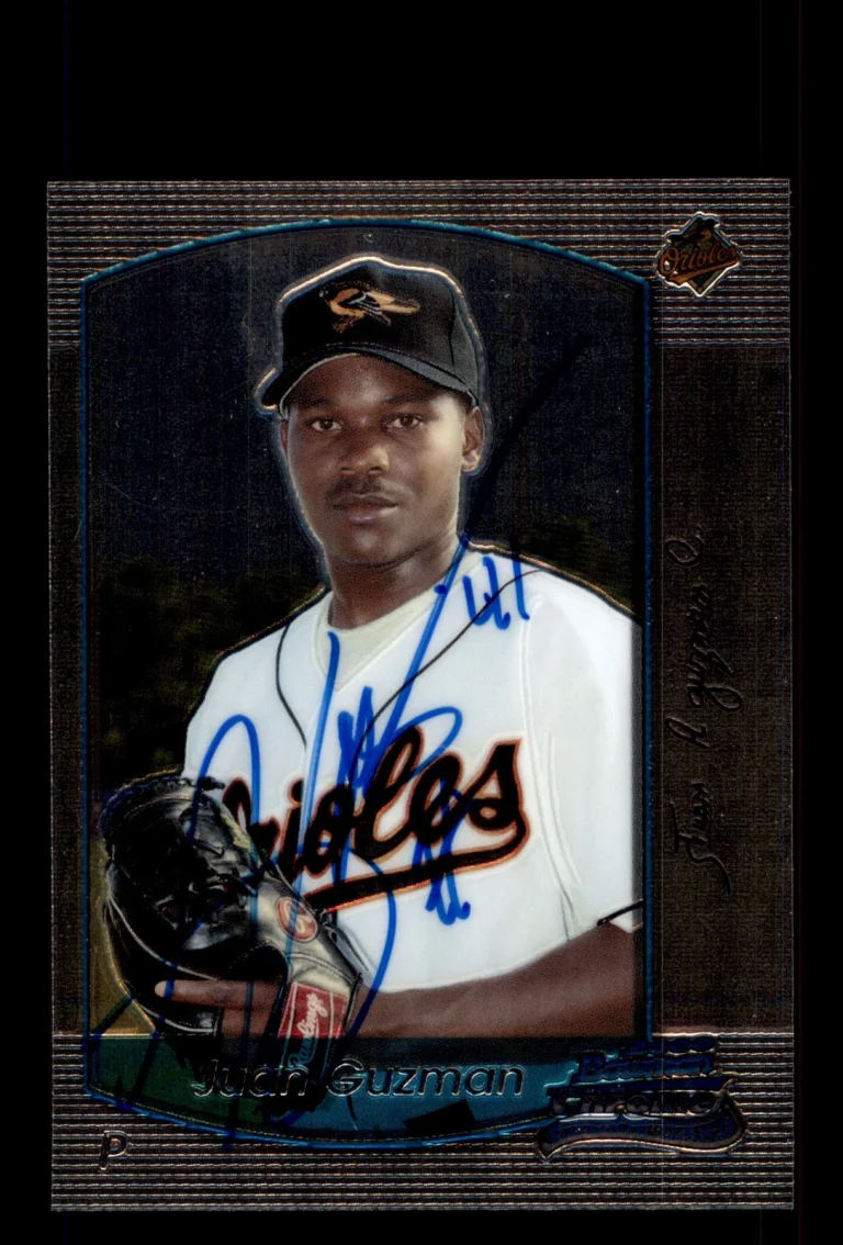 Signed Baseball Card Auto Juan Guzman 2000 Bowman Chrome #356 Baltimore Orioles