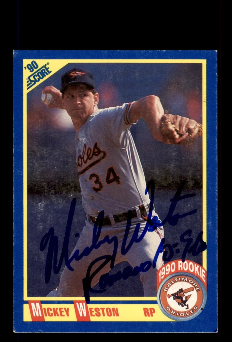 Signed Baseball Card Auto Mickey Weston 1990 Score #616 Baltimore Orioles