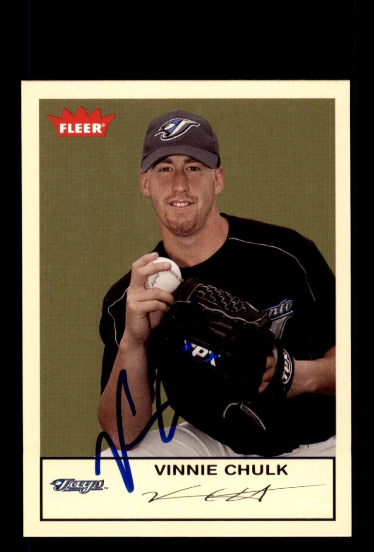 Signed Baseball Card Auto Vinnie Chulk 2005 Fleer Tradition #147 Blue Jays
