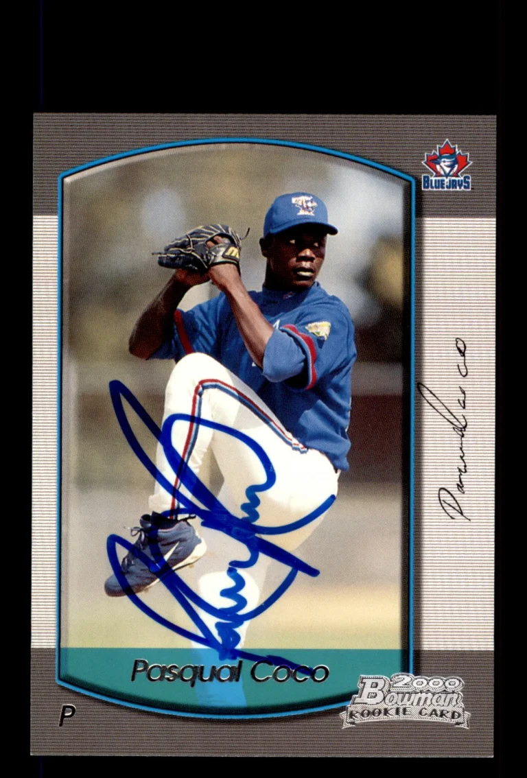 Signed Baseball Card Auto Pasqual Coco 2000 Bowman #32 Blue Jays