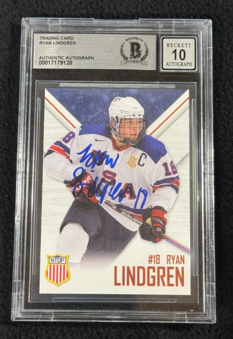 Ryan Lindgren Signed 2015-16 USA NTDP 1st Ever Rookie Card BAS Certified Auto 10