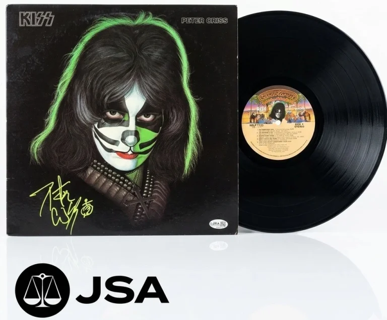 PETER CRISS SIGNED KISS ALBUM SOLO 1978 ROCK AUTOGRAPH VINYL AUCOIN JSA COA