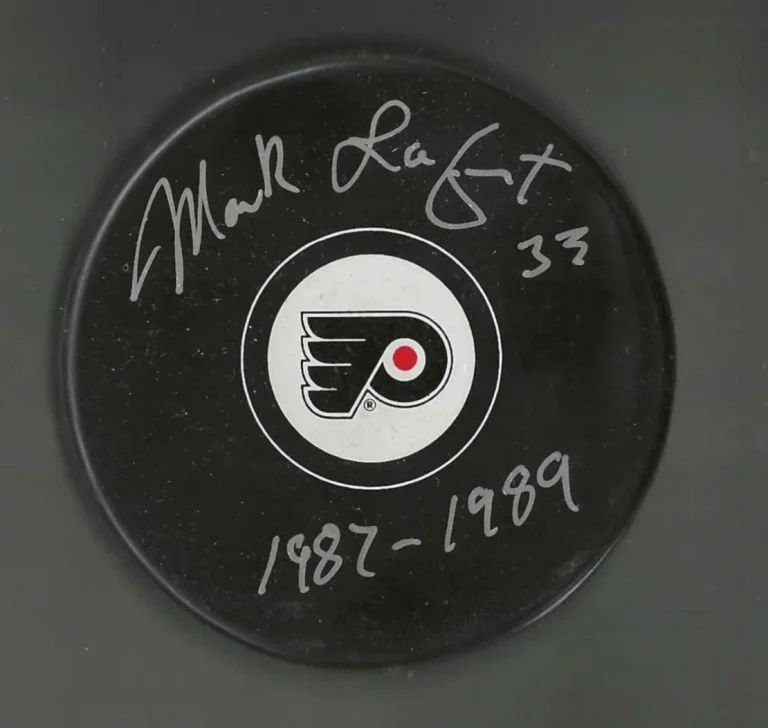 Mark LaForest Signed & Inscribed Philadelphia Flyers Puck