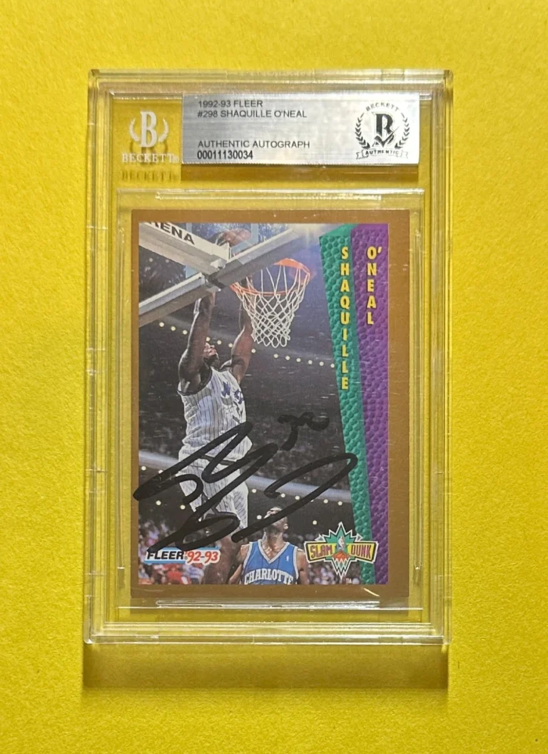 1992-93 FLEER SHAQUILLE O'NEAL BECKETT CERTIFIED AUTH SIGNED AUTO CARD #298