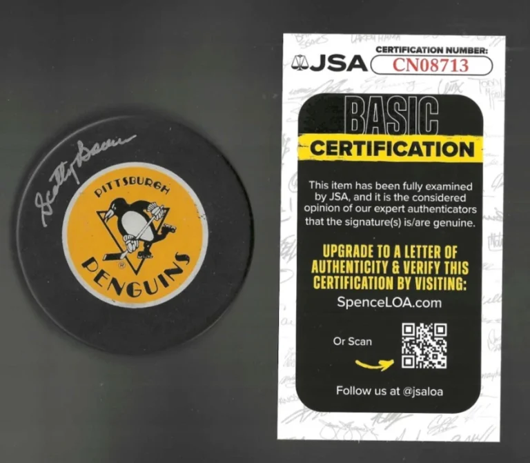 Scotty Bowman Signed Pittsburgh Penguins Trench Official Game Puck JSA COA