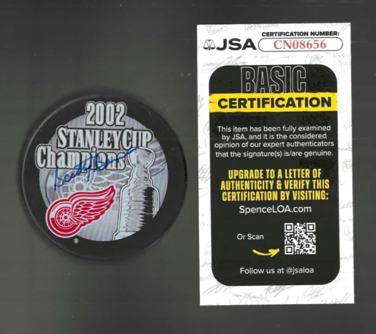 Scotty Bowman Signed Detroit Red Wings 2002 Stanley Cup Champions Puck JSA COA