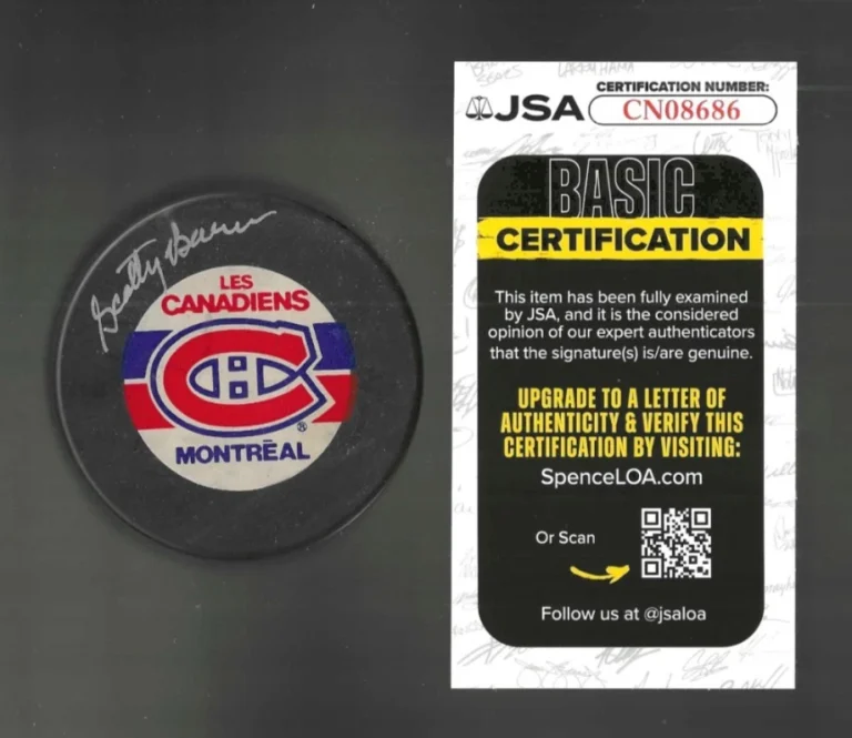 Scotty Bowman Signed Montreal Canadiens Trench Official Game Puck JSA COA