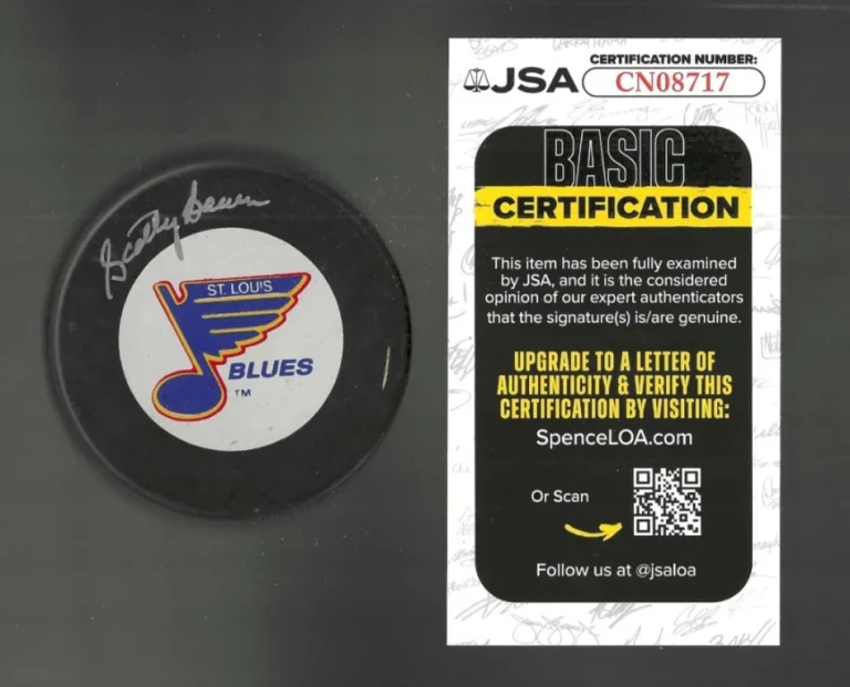 Scotty Bowman Signed St Louis Blues Vintage In Glas Co Puck JSA COA