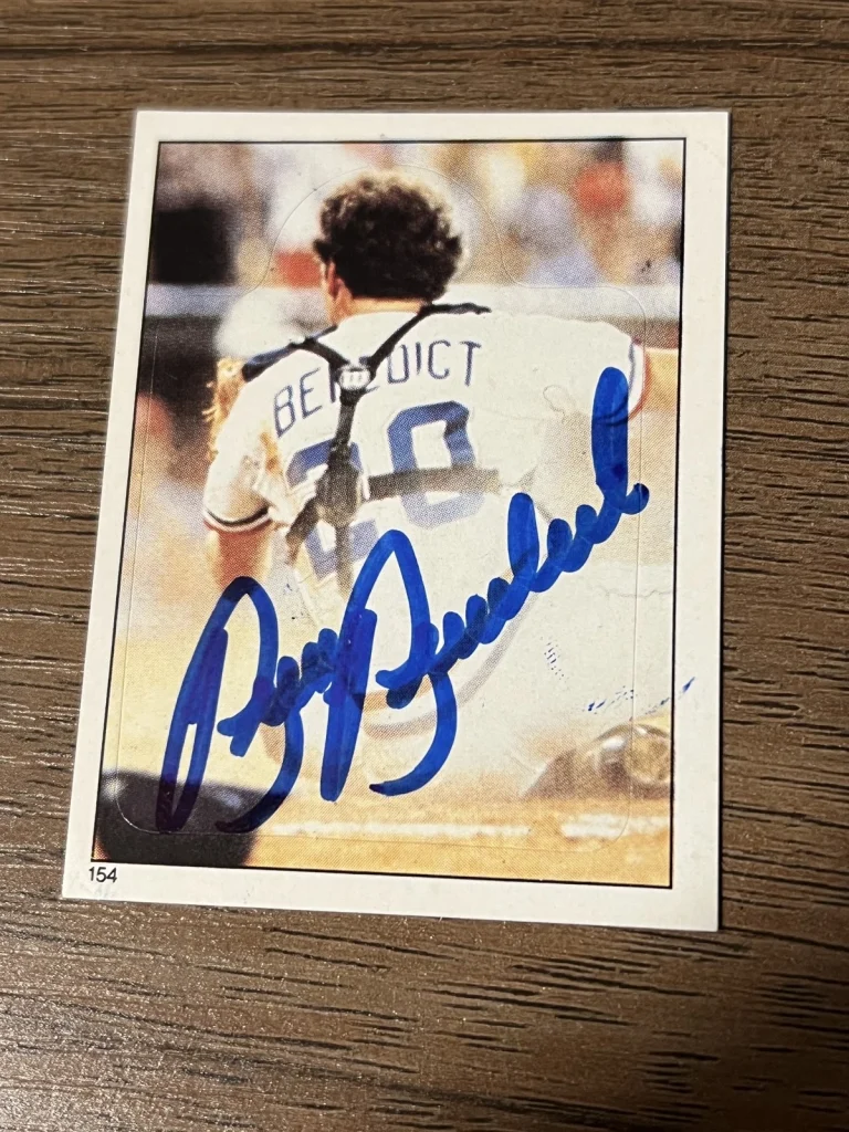 Signed Baseball Card Auto Bruce Benedict 1983 Topps Stickers #154 Atlanta Braves