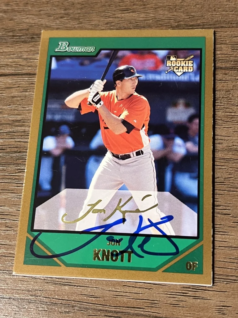 Signed Baseball Card Auto Jon Knott 2007 Bowman Gold #BDP17 Orioles