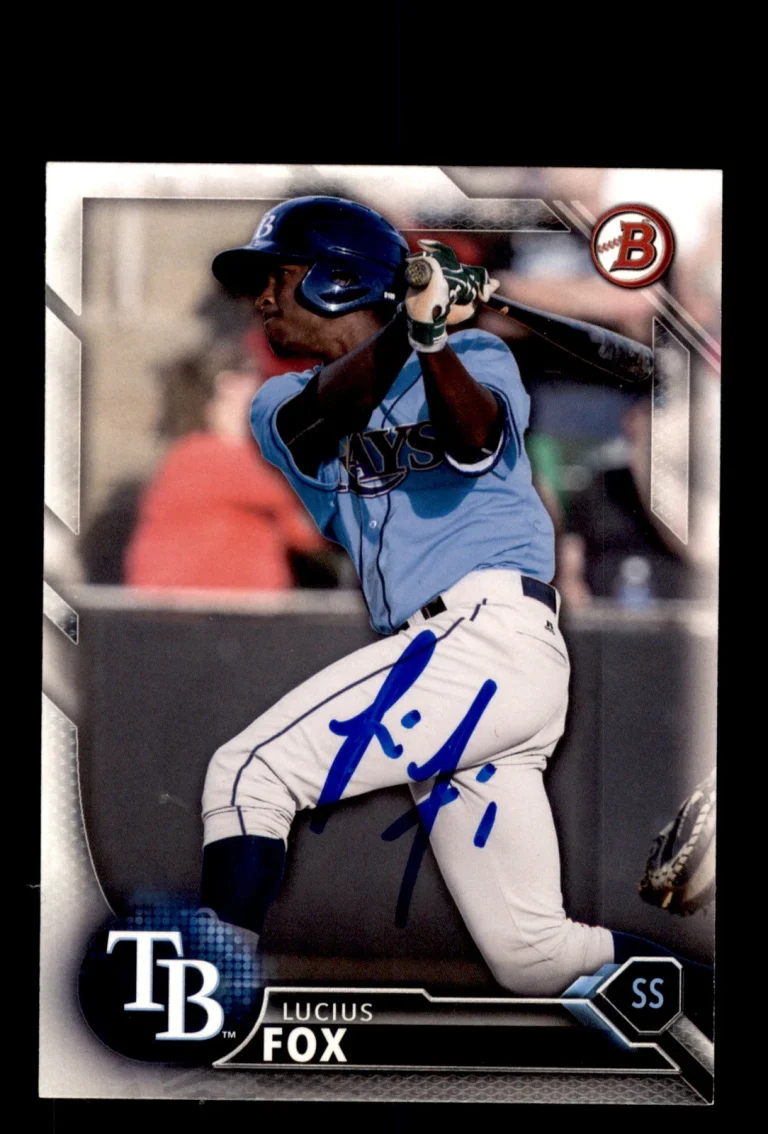 Signed Baseball Card Auto Lucius Fox 2016 Bowman Draft #BD-200 Tampa Bay Rays