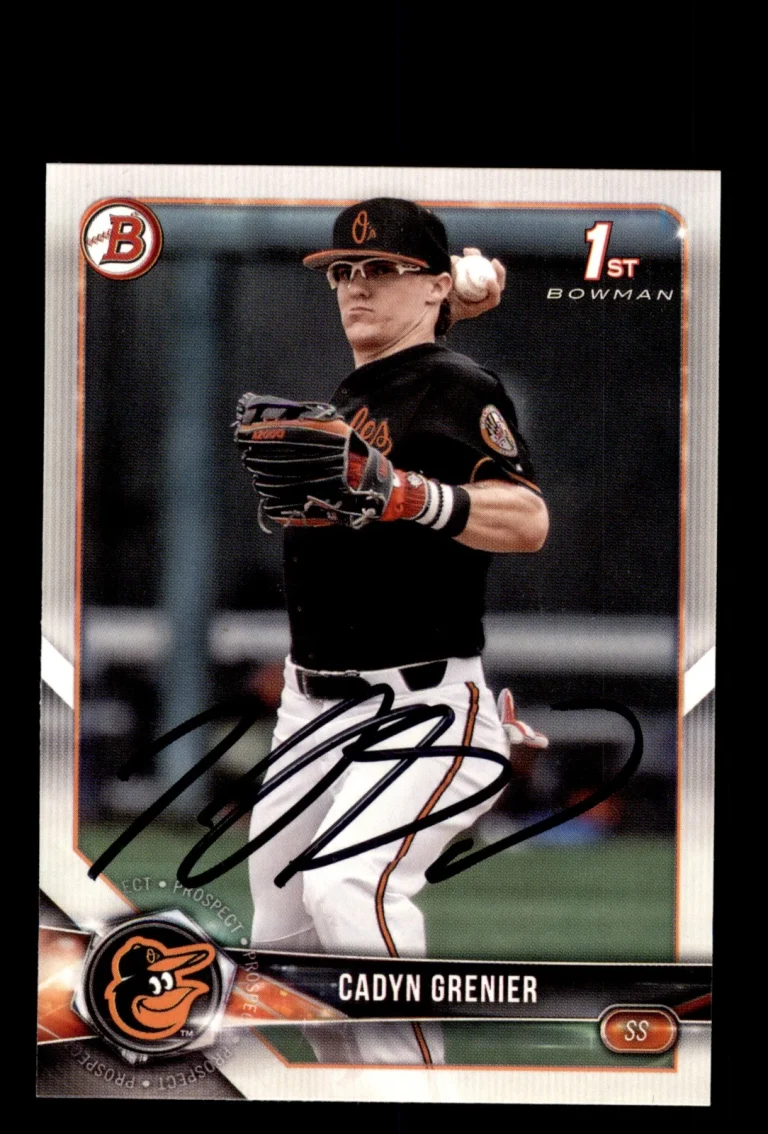 Signed Baseball Card Auto Cadyn Grenier 2018 Bowman Draft #BD-134 Orioles