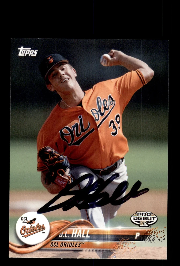 Signed Baseball Card Auto D.L. Hall 2018 Topps Pro Debut #45 GCL Orioles