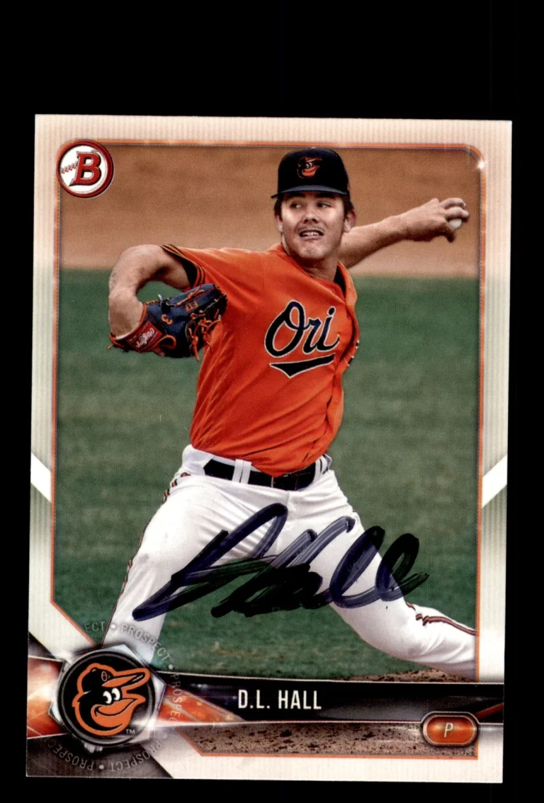 Signed Baseball Card Auto D.L. Hall 2018 Bowman #BP107 Baltimore Orioles