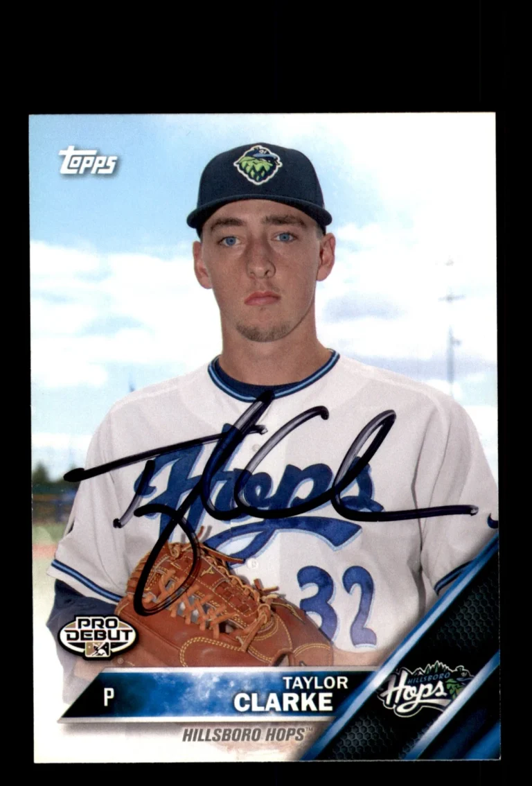 Signed Baseball Card Auto Taylor Clarke 2016 Topps Pro Debut #164 Hillsboro Hops