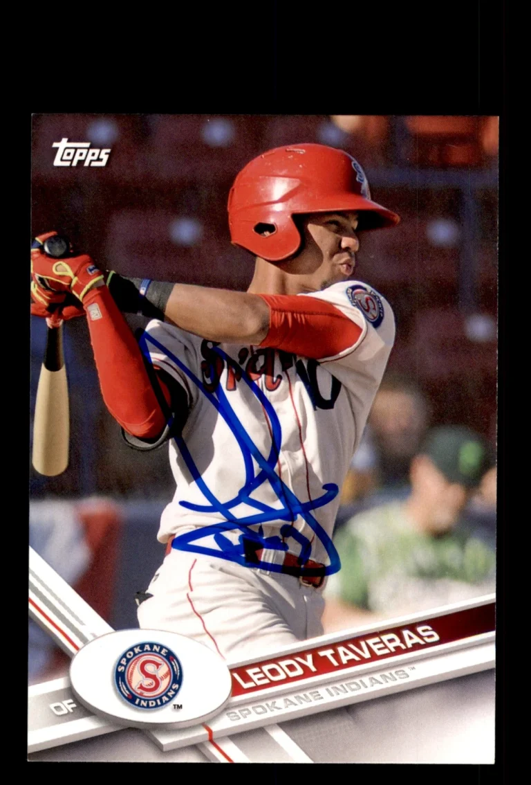Signed Baseball Card Auto Leody Taveras 2017 Topps Pro Debut #99 Spokane Indians