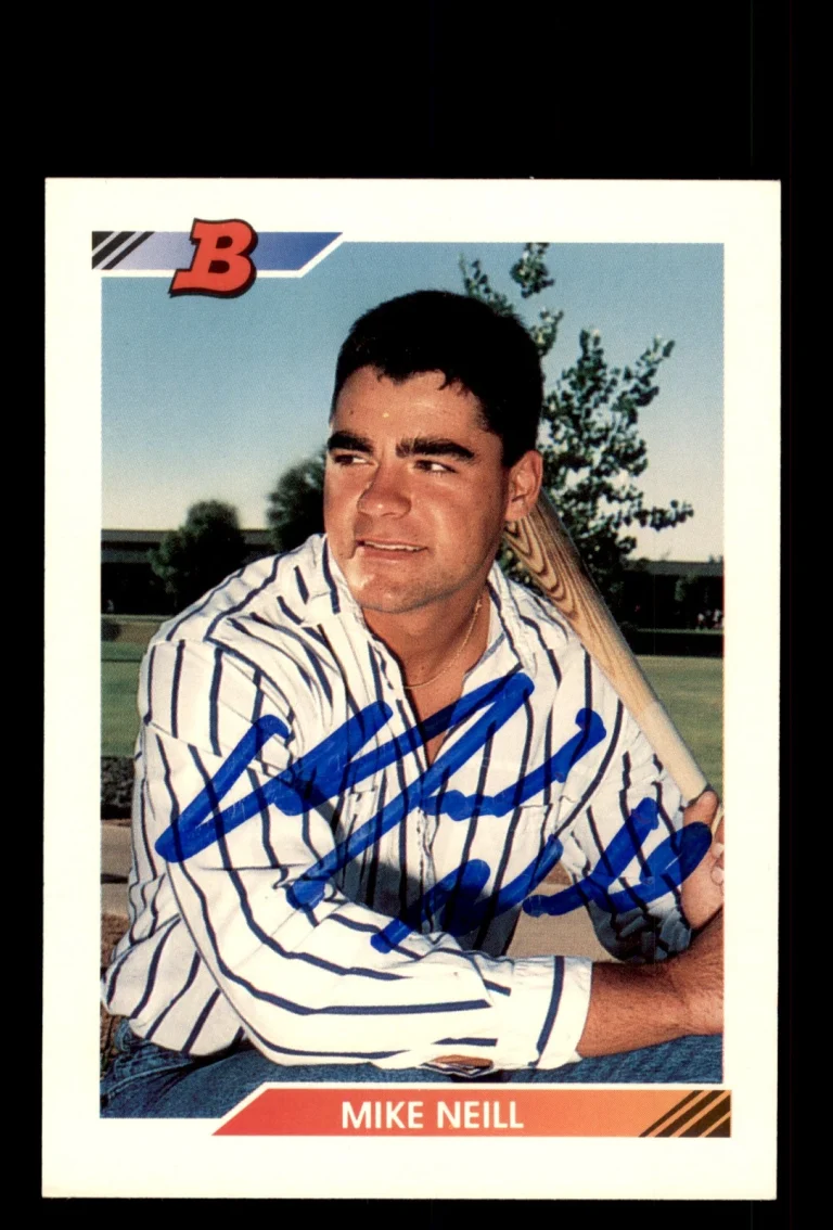 Signed Baseball Card Auto Mike Neill 1992 Bowman #266 Oakland Athletics